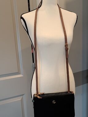 Brown-Strap Black Crossbody Bag by